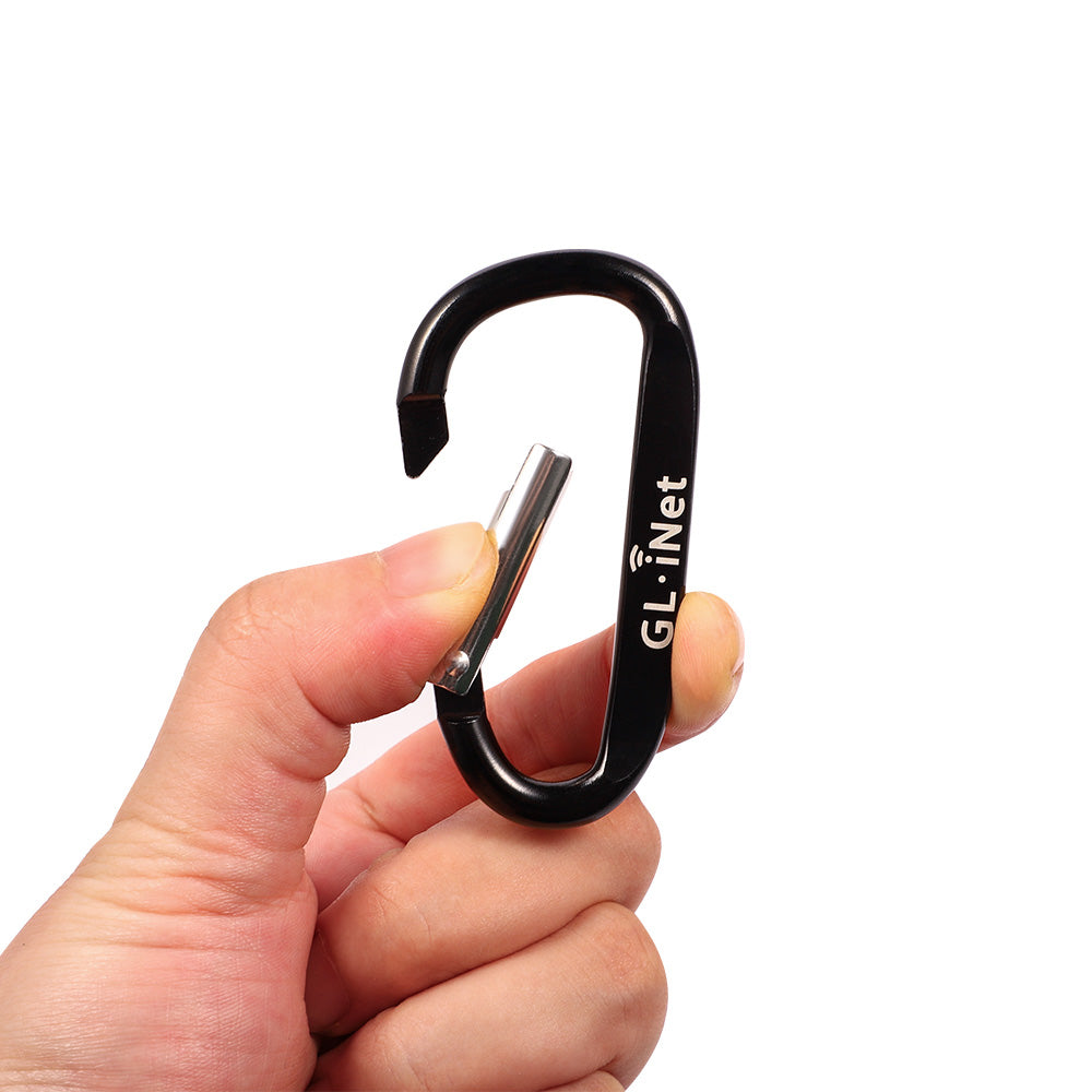 GL.iNet Carabiner Clip|Black Aluminum D Ring Shape