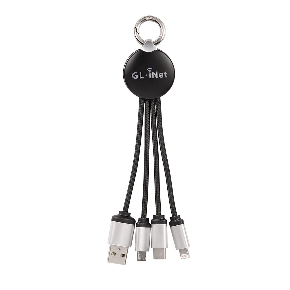GL.iNet USB Power Cable All in One Charge Cable | Black | Nylon Braided