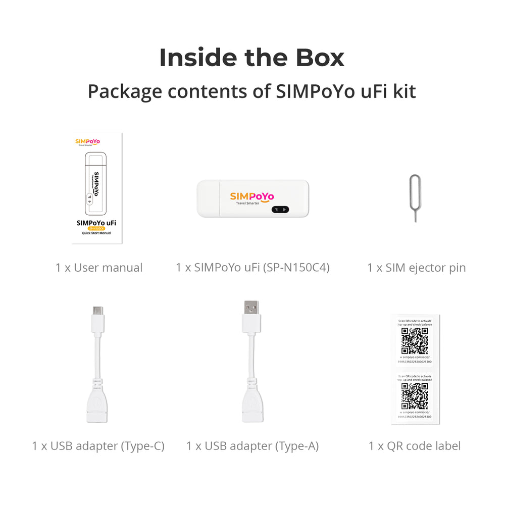 SIMPoYo uFi (SP-N150C4) Plug & Play 4G USB Dongle with Hotspot - Unavailable in US/CA Region